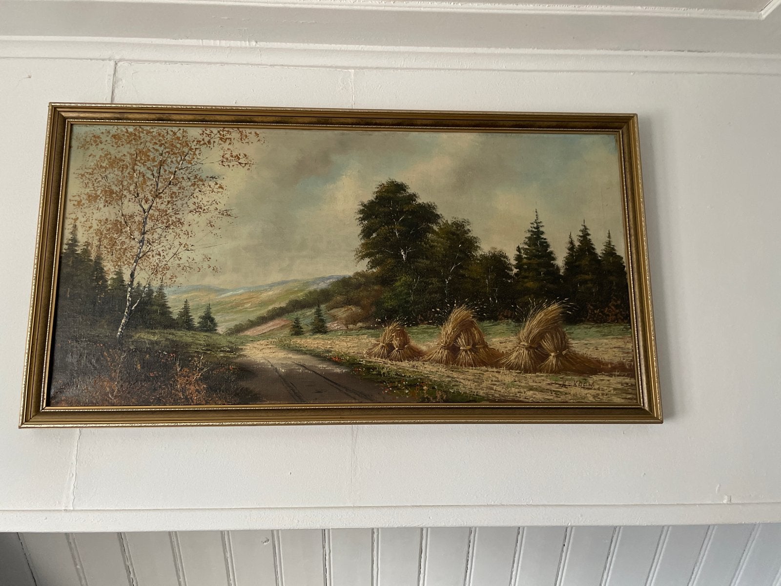 Schilderij: Landschap , gesigneerd door A koch, Doek, Realistisch, Ophalen of Verzenden, Gesigneerd