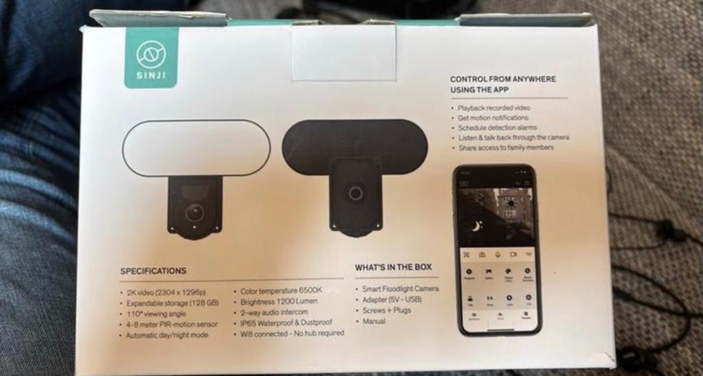 Sinji Smart Floodlight Camera 2K - Buitenbeveiliging, Ophalen, Nieuw, Buitencamera