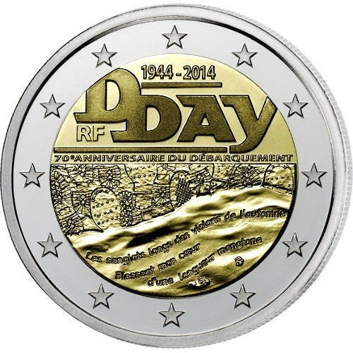 2 Euro Frankrijk 2014 UNC - D-Day, Verzenden, Frankrijk, 2 euro, Losse munt