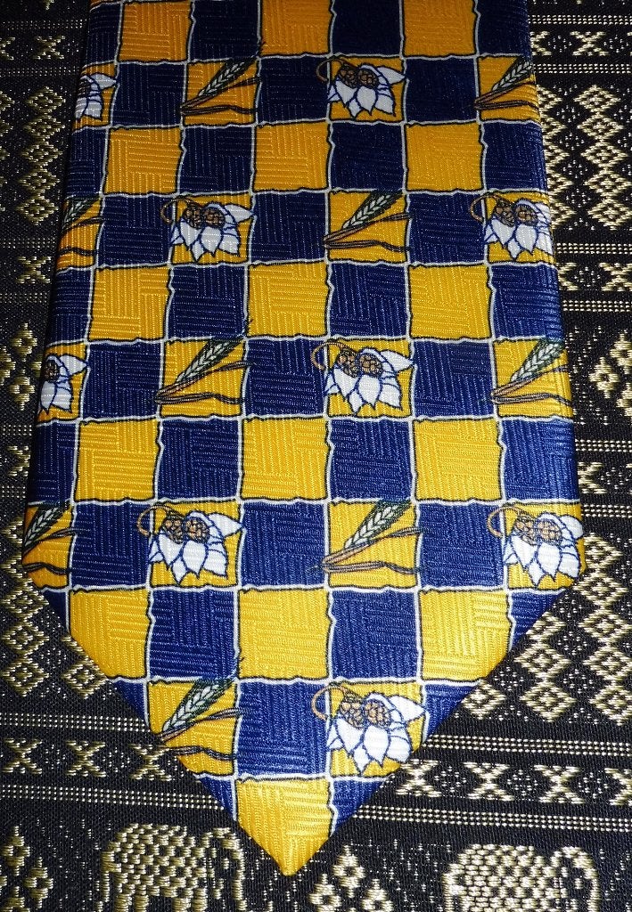 Bavaria Bier stropdas geel-blauw, Verzamelen, Biermerken, Ophalen of Verzenden, Nieuw, Kleding, Bavaria