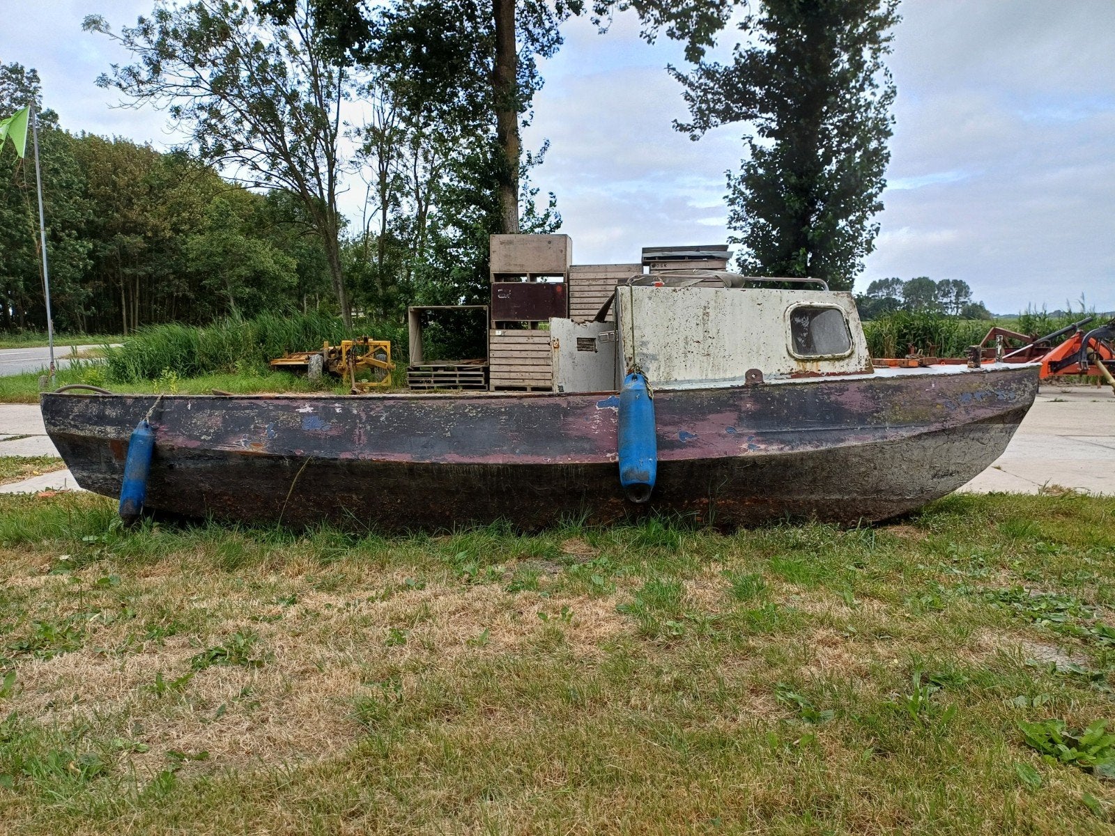 Stalen boot roeiboot motorboot, Watersport en Boten, Ophalen, Gebruikt, Overige typen, Motorboot