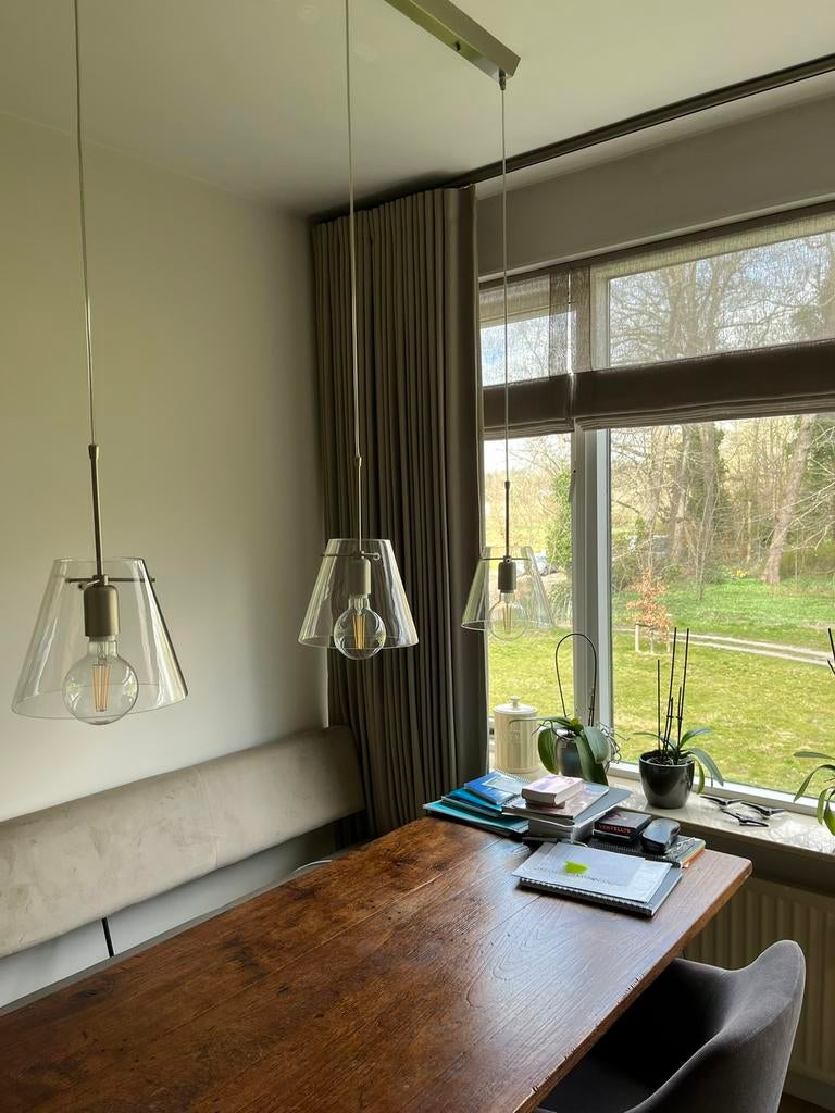 eetkamer hanglamp, incl. De bollampen, geschikt voor dimmer, Huis en Inrichting, Lampen | Hanglampen, Ophalen of Verzenden, Zo goed als nieuw