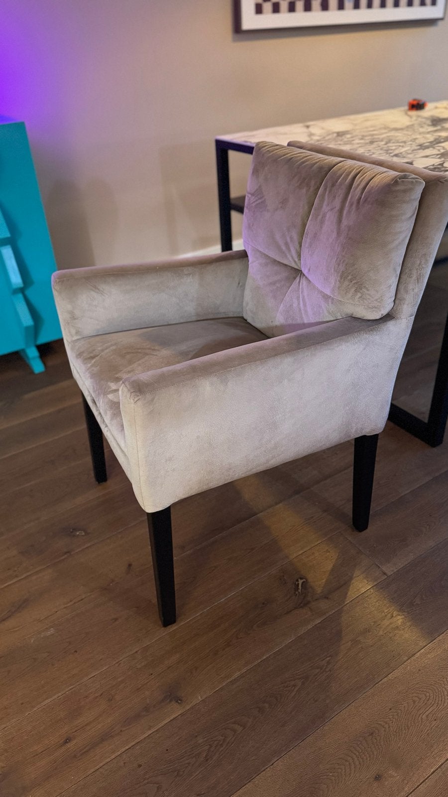 3 Luxe Velvet Eetkamerfauteuils - Beau Home weert, Gebruikt, Overige kleuren, Drie, Ophalen of Verzenden