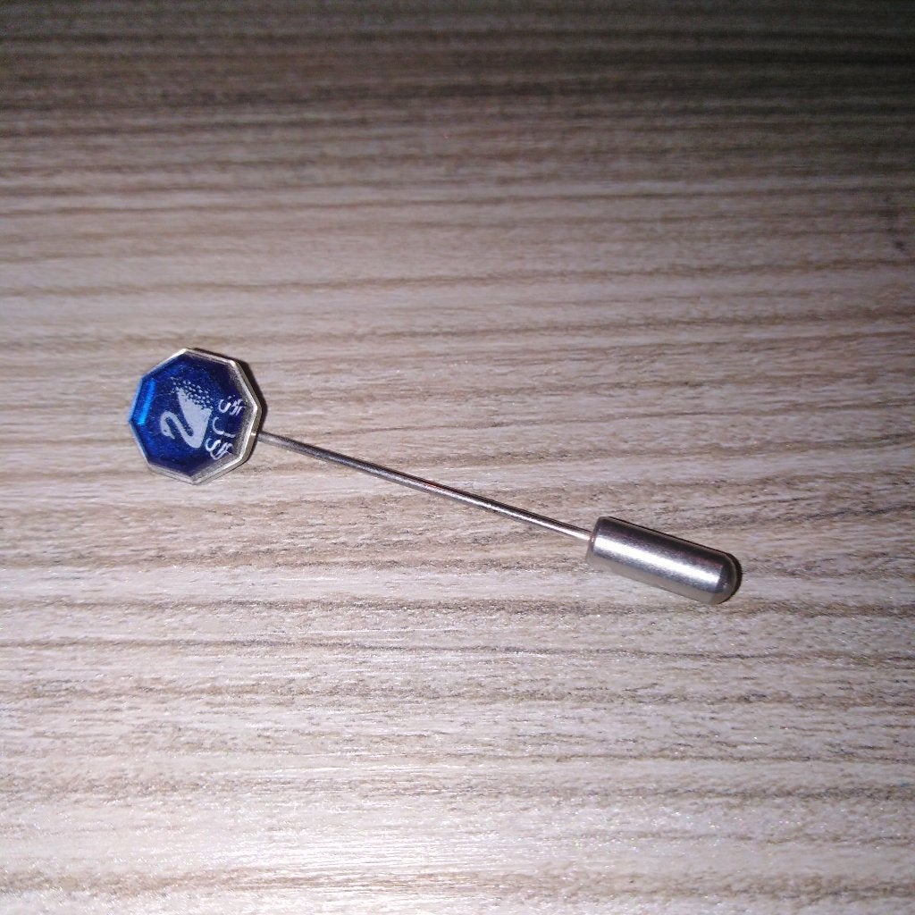 Swarovski Dasspeld Zwaan Blauw Ledengeschenk 1989 - 1995, Verzamelen, Swarovski, Ophalen, Zo goed als nieuw, Mode-accessoire