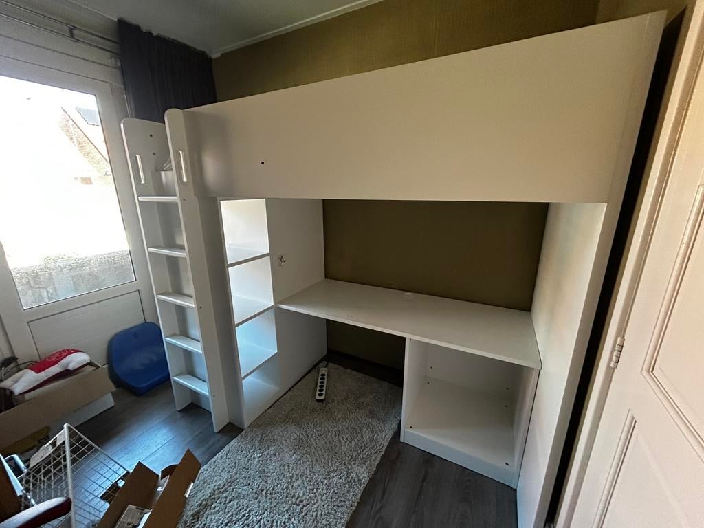 IKEA Småstad hooglsaper met kast en bureau, Ophalen, Zo goed als nieuw, Eenpersoons, Hoogslaper