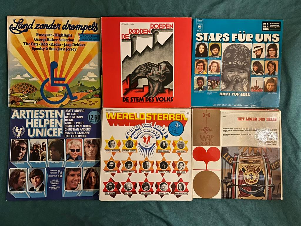 21 LP's Goede doelen (ook per stuk te koop), Gebruikt, Overige genres, 1980 - 1989, Ophalen of Verzenden