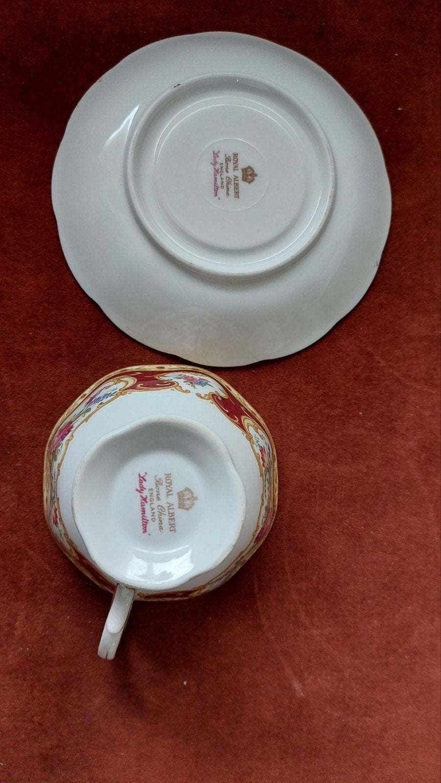 Antieke kop en schotel. Royal Albert. Patroon Lady Hamilton, Ophalen of Verzenden