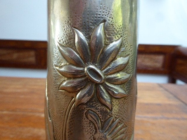 Metalen vaas in art deco stijl, A. Houbion Dinant, Antiek en Kunst, Ophalen of Verzenden