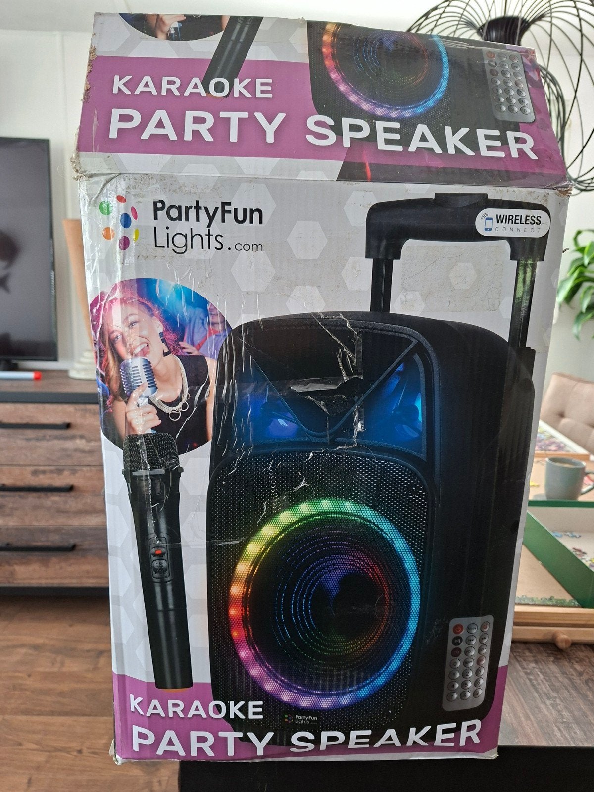 Partij karaoke speaker zgan nu 35 euro, Ophalen of Verzenden, Zo goed als nieuw, Complete set