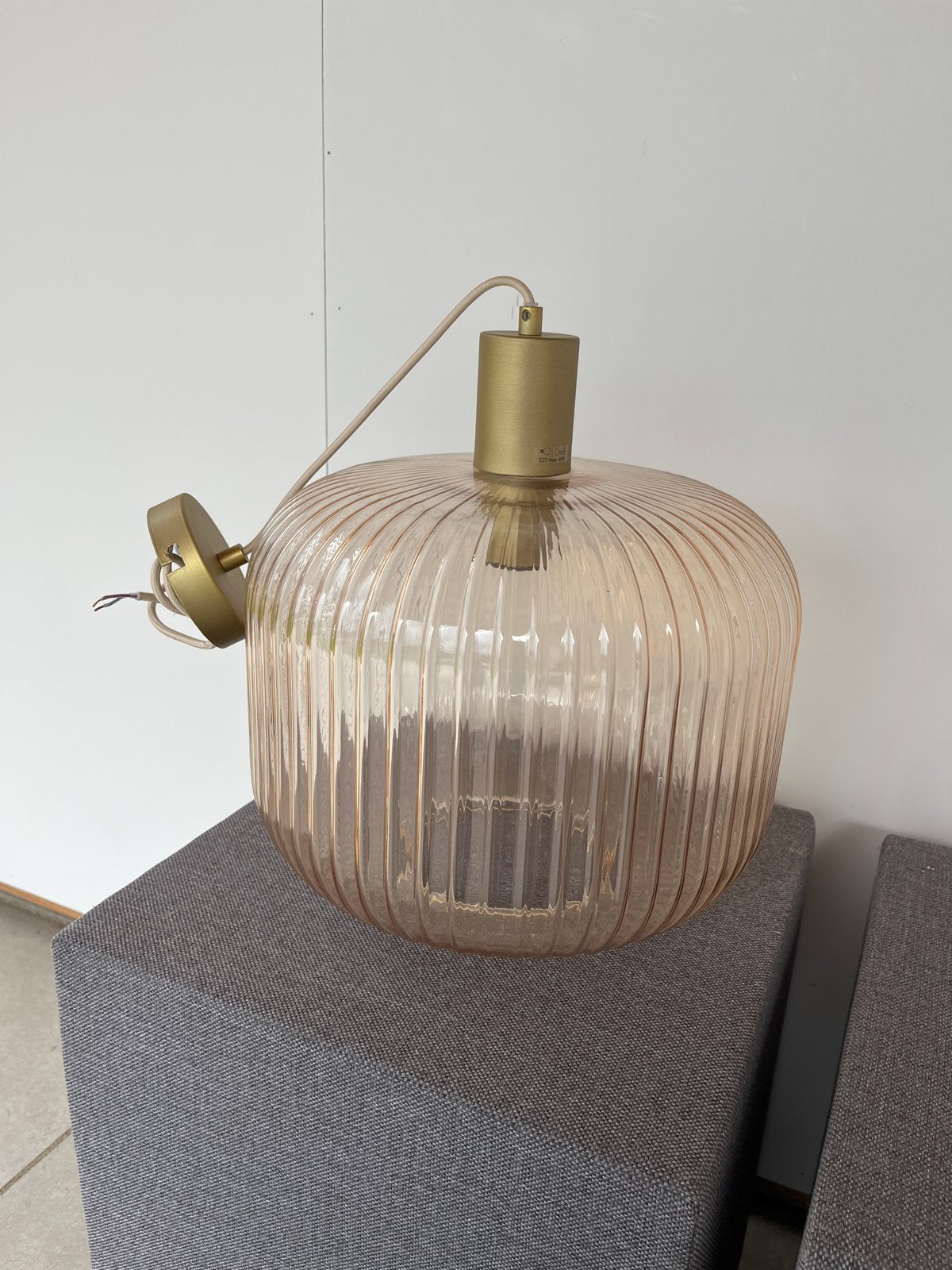 Glazen hanglamp, Ophalen, Gebruikt, Glas, E27 (groot)