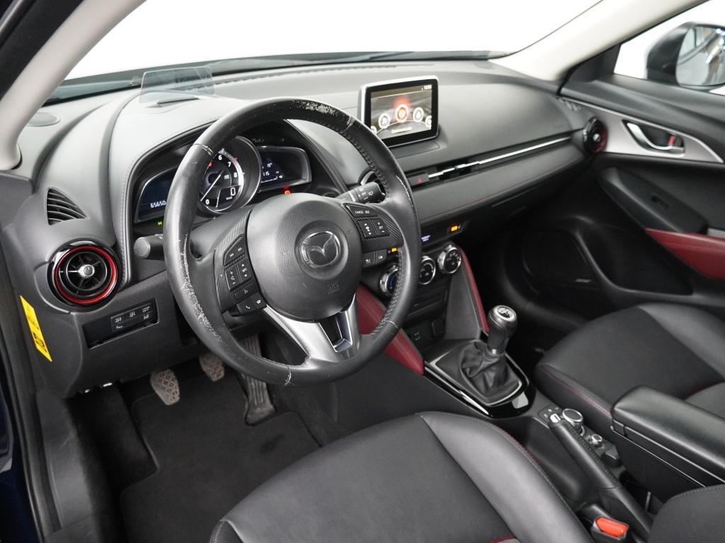 Mazda CX-3 SkyActiv-G 120 GT-M / Trekhaak / Adaptive cruise, Auto's, Gebruikt, 4 cilinders, Blauw, Leder en Stof