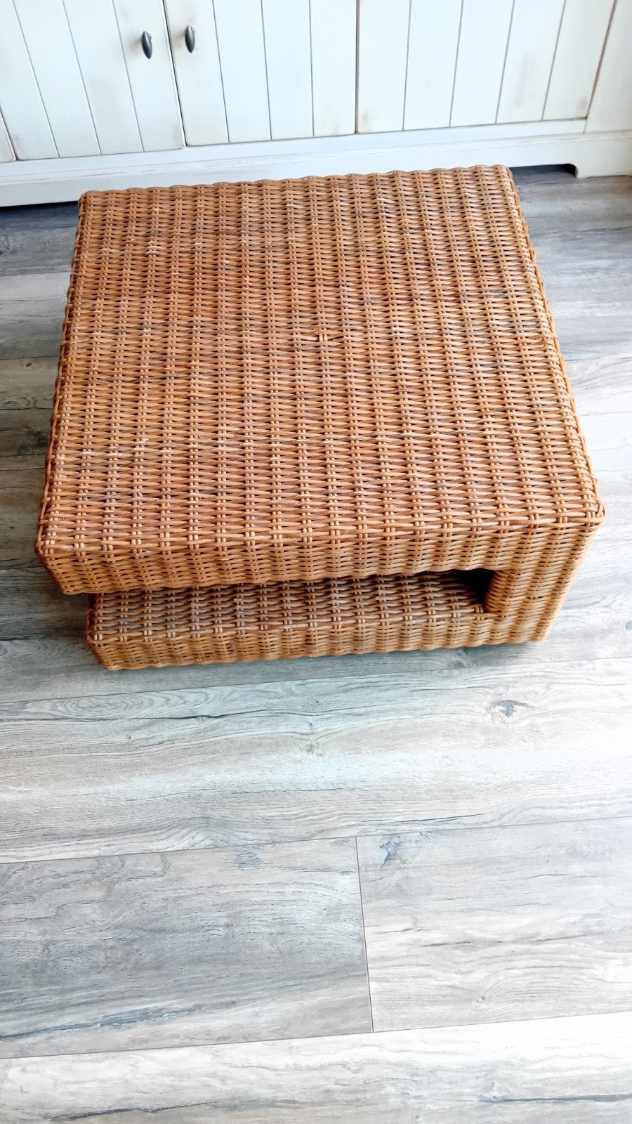Stevige rotan salon tafel 70/70, Ophalen, Gebruikt, 50 tot 100 cm, Vierkant