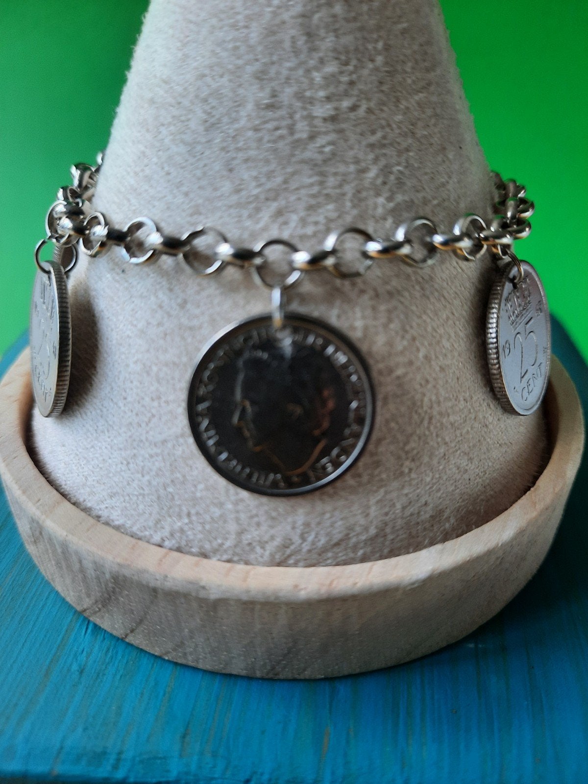 6 Kwartjes Armband, Wilhelmina. Lengte 19cm, Sieraden, Tassen en Uiterlijk, Armbanden, Ophalen of Verzenden, Zo goed als nieuw