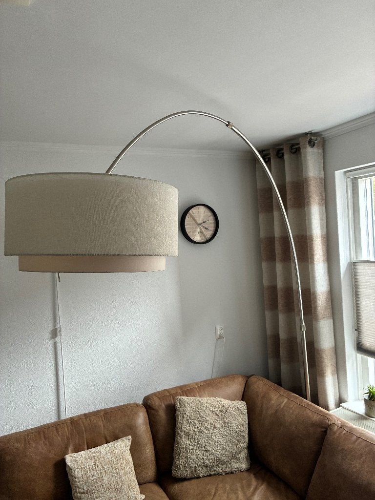 Staande boog lamp, Huis en Inrichting, 200 cm of meer, E27 (groot), Zo goed als nieuw, Metaal