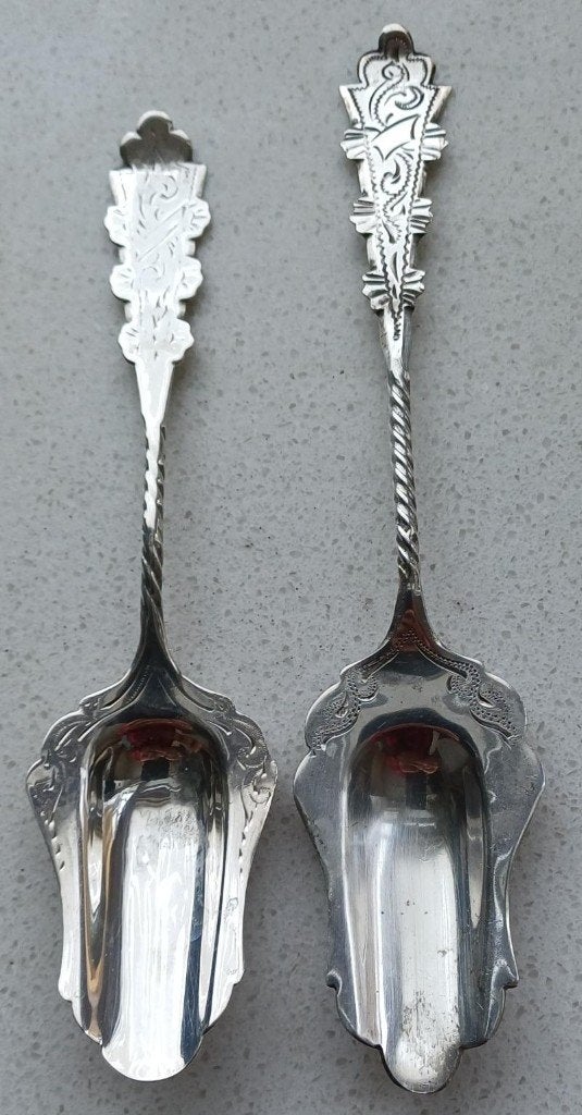 Antiek zilveren suiker en theeschep, Antiek en Kunst, Ophalen of Verzenden, Zilver