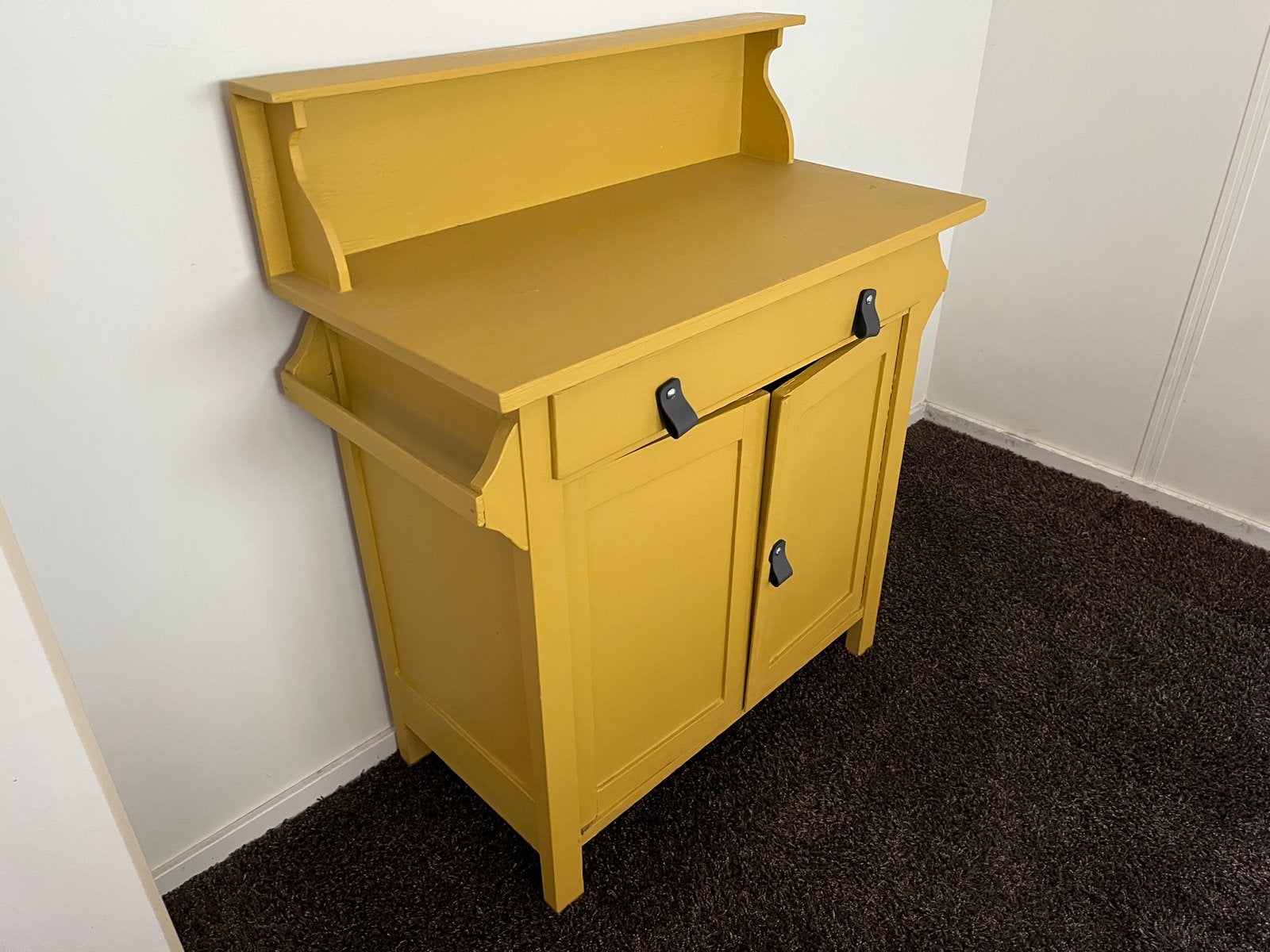 Gele vintage kast met lade en deuren, Huis en Inrichting, Ophalen, Gebruikt
