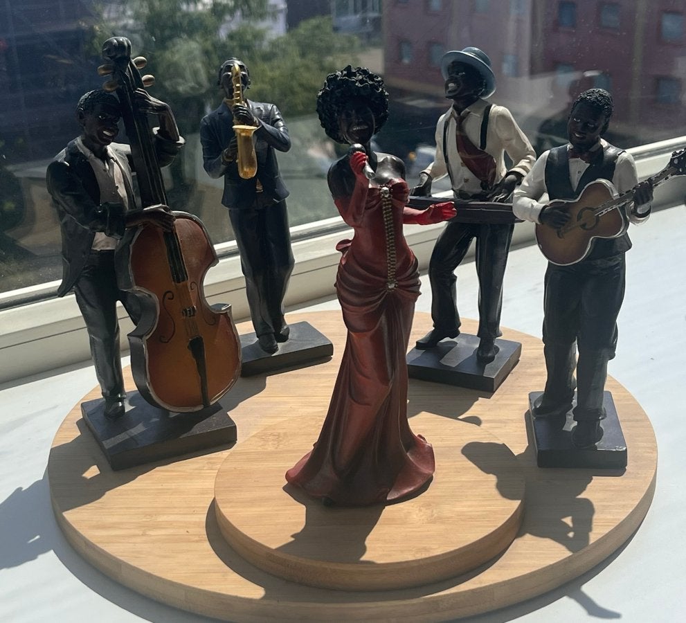 Jazzband Beeldjes Set - Decoratieve Muzikanten, Verzamelen, Beelden en Beeldjes, Zo goed als nieuw, Mens, Ophalen of Verzenden