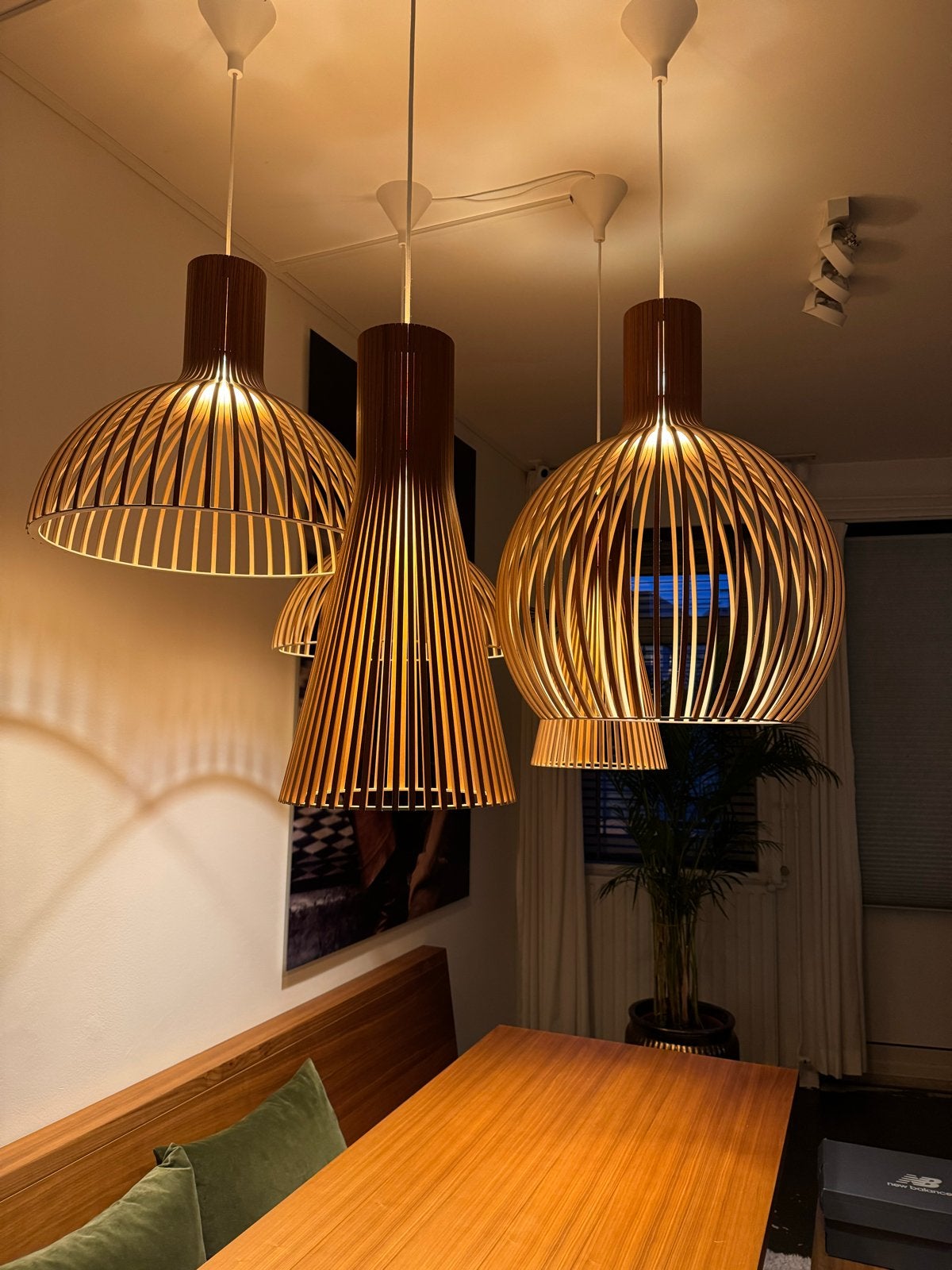 Secto Design hanglampen set 5 stuks WALNOOT, Ophalen, Zo goed als nieuw