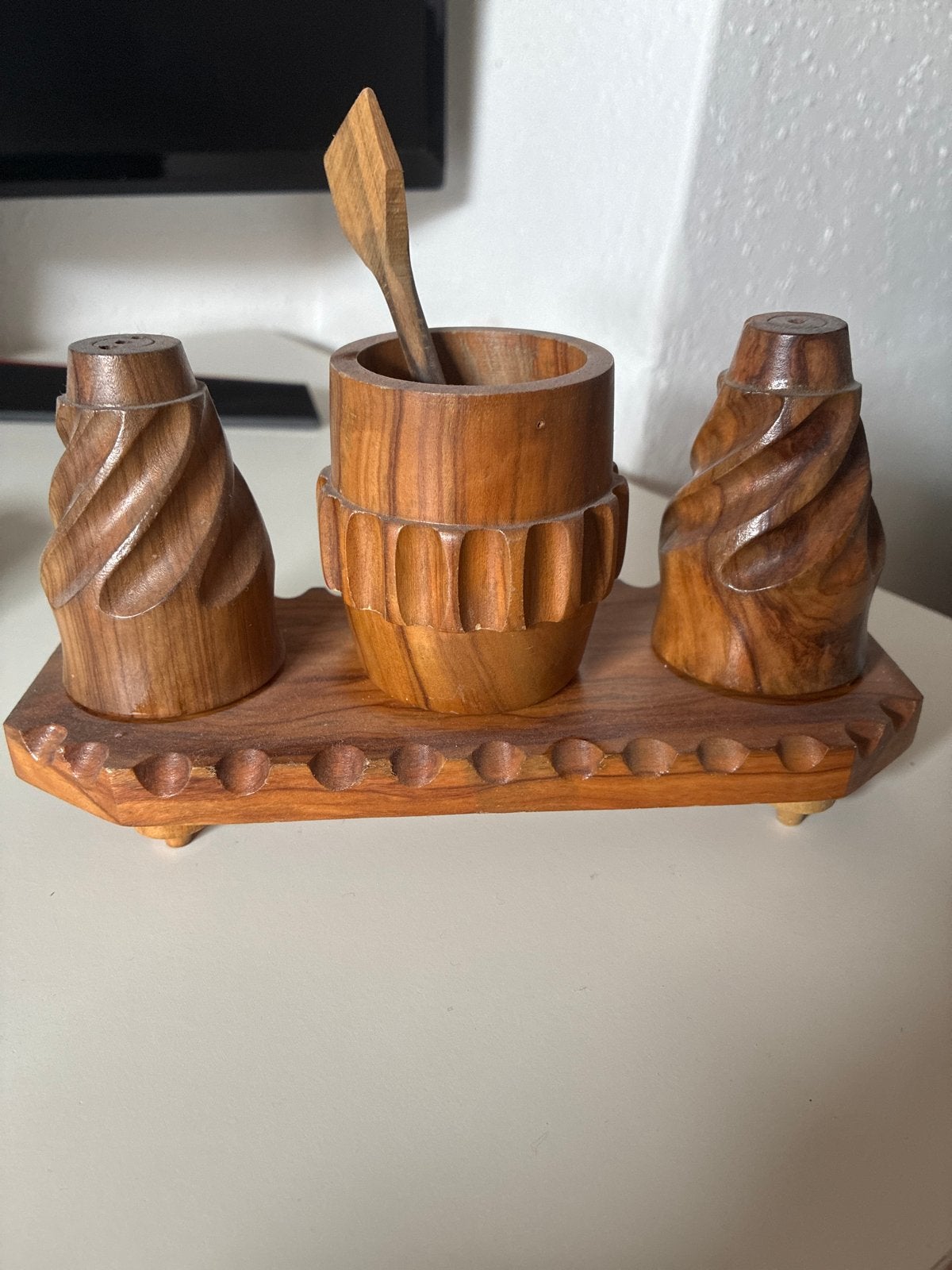 Houten peper- en zoutstel met houder decoratie, Verzenden, Hout, Bruin, Overige typen