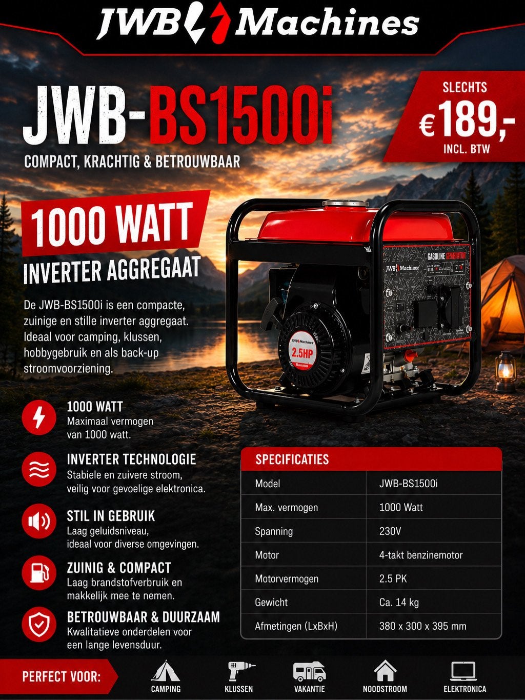 Vaderdag kado/cadeau Inverter Aggregaat generator, Ophalen of Verzenden, Nieuw