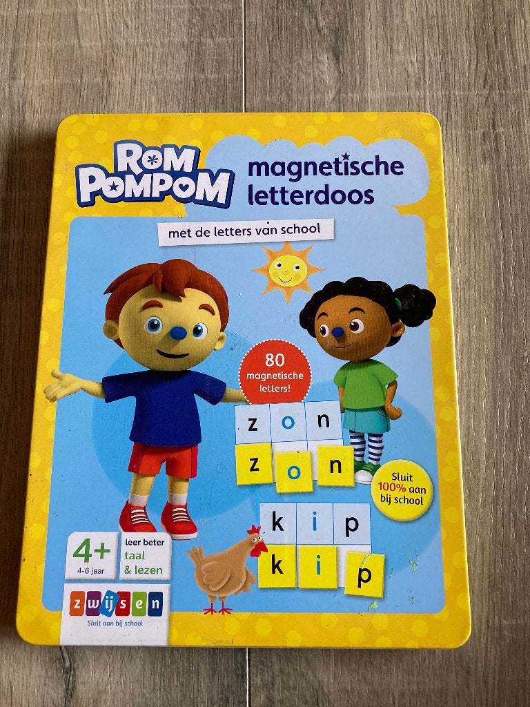 Rom Pompom magnetische letterdoos letters leren taal lezen, Ophalen of Verzenden, Zo goed als nieuw, Taal en Lezen