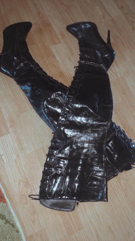 sexy Lak leren laarzen, Ophalen of Verzenden, Zo goed als nieuw, Zwart, Hoge laarzen
