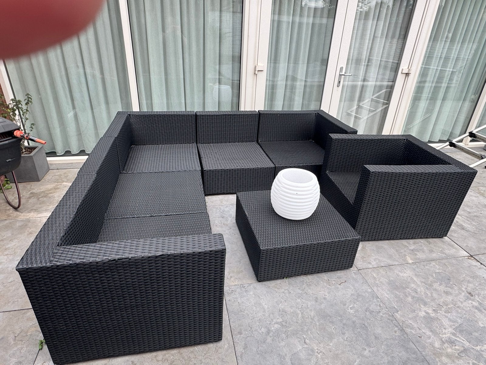 Bois le duc loungeset met bijzettafel - kussens met brandgat, Tuin en Terras, Tuinsets en Loungesets, Ophalen, Gebruikt, Bijzettafel