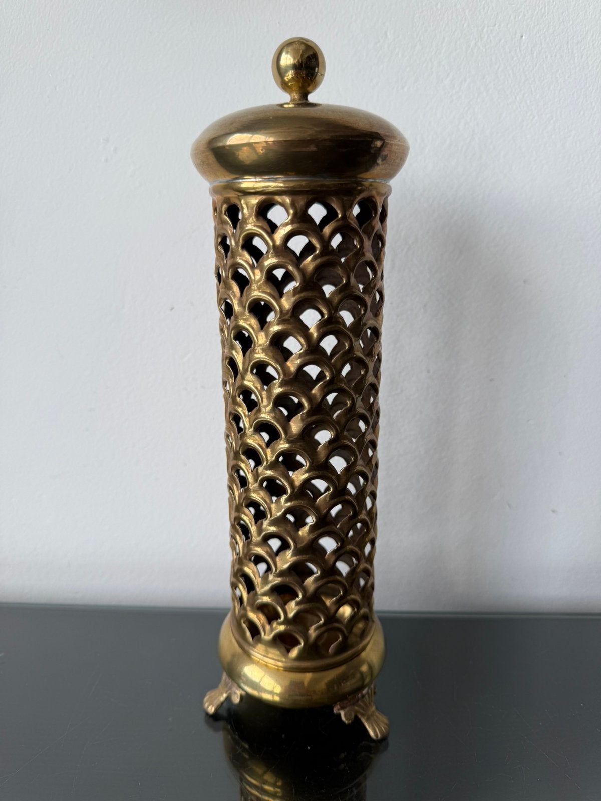 Antieke Arabische messing kandelaar kaarsenhouder, Ophalen of Verzenden, Koper of Brons