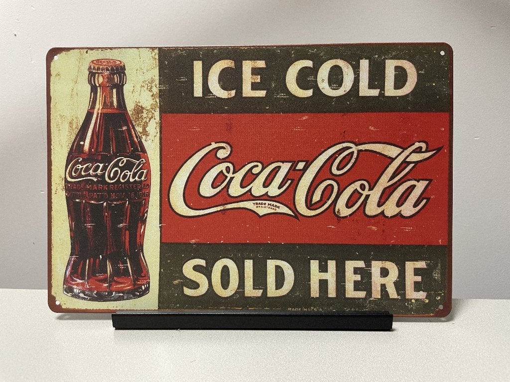 Coca Cola metalen reclamebord (Old look), Www.pand50.nl, Reclamebord, Nieuw, Ophalen of Verzenden