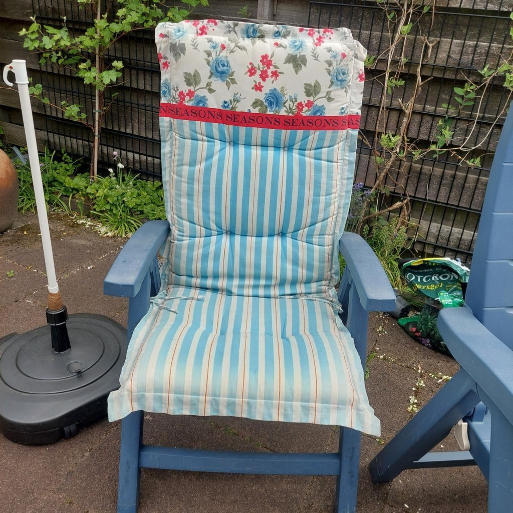 Tuinkussens Cinderella lichtblauw rood wit 4 x, Tuin en Terras, Ophalen of Verzenden, Gebruikt