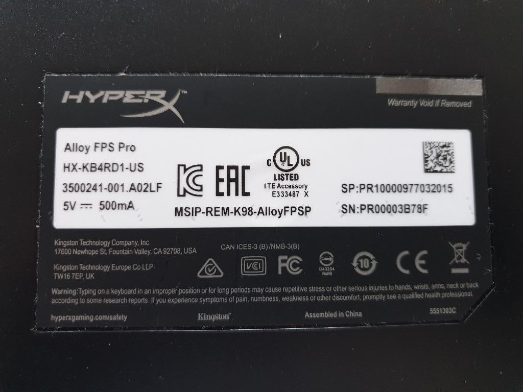 Gaming keyboard, Ophalen, HyperX, Zo goed als nieuw, Qwerty