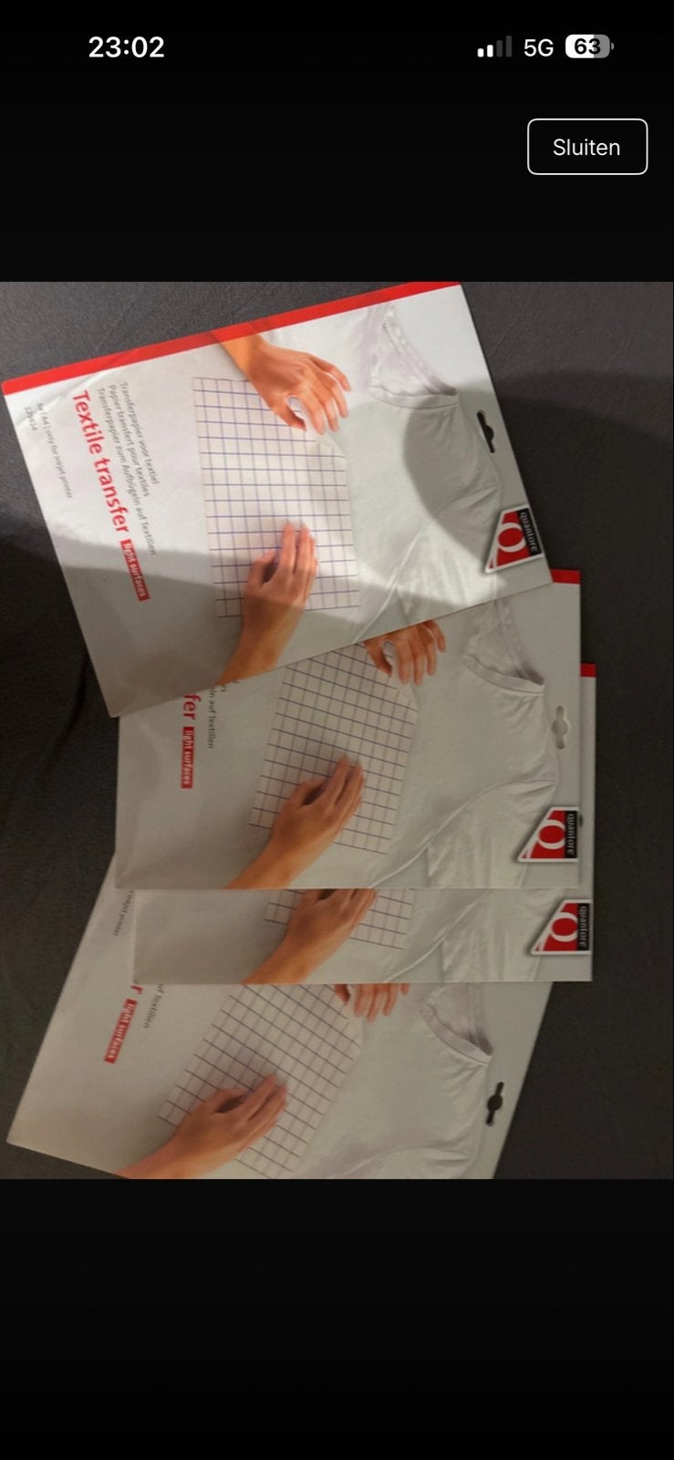 Textiel transferpapier voor lichte stoffen (4 stuks), Hobby en Vrije tijd, Verzenden, Overige thema's, Geschikt voor stof, Nieuw
