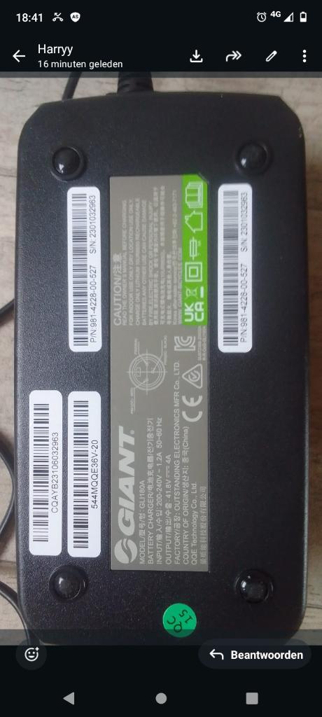 Lader giant fiets, Ophalen, Gebruikt