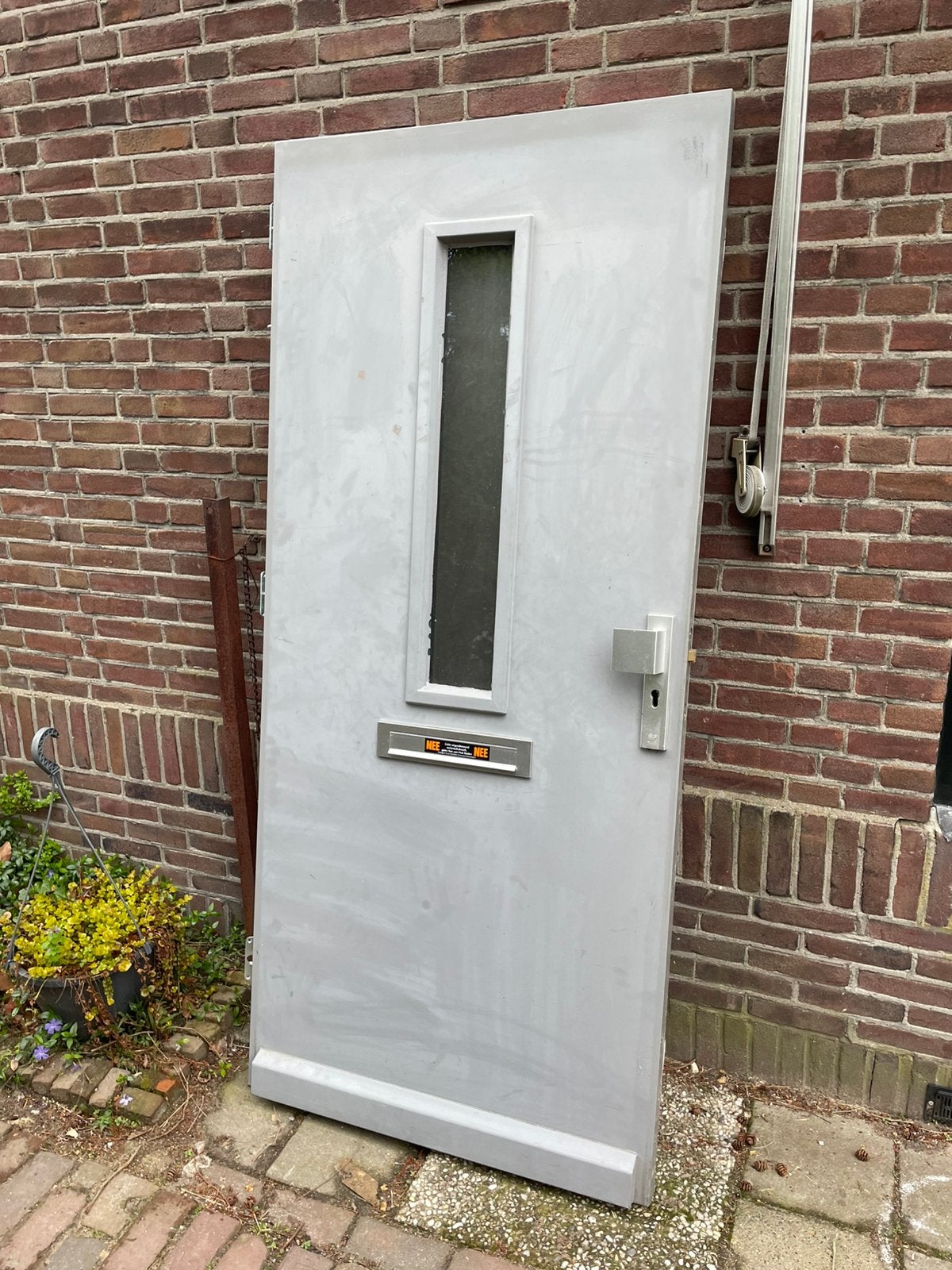 Nette Hard houten voordeur rechtsdraaiend 206 x 92,5 cm, Ophalen, 200 tot 215 cm, Glas, Buitendeur