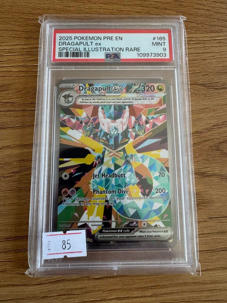 2025 Dragapult ex #165 SIR PSA 9 - Prismatic Evolutions, Ophalen, Zo goed als nieuw, Losse kaart, Foil