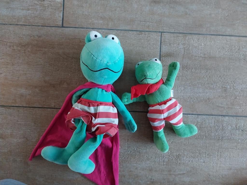 Twee schattige kikkers knuffels, groot en klein, Kikker, Groen, Overige merken, Overige karakters