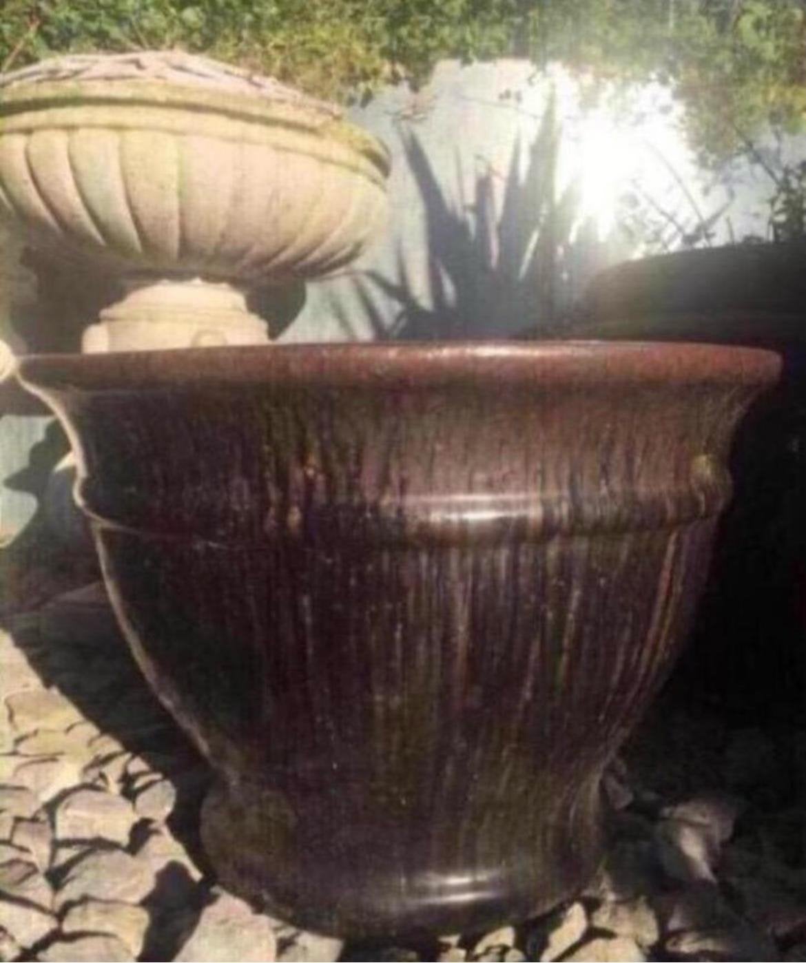 Grote geglazuurde terracotta bruine pot 58cm vorstbestendig, Tuin en Terras, Bloempotten, Ophalen, 40 cm of meer, Rond, Binnen