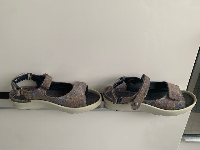 Wolky leren grijze outdoor sandalen Mt 42 steunzolen, Wolky, Verzenden, Sandalen of Muiltjes, Zo goed als nieuw