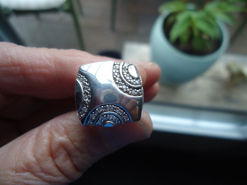 mooie echt zilveren esprit ring leuk model 925 mt 15,5  z925, Met kristal, Ophalen of Verzenden, Dame, Zilver