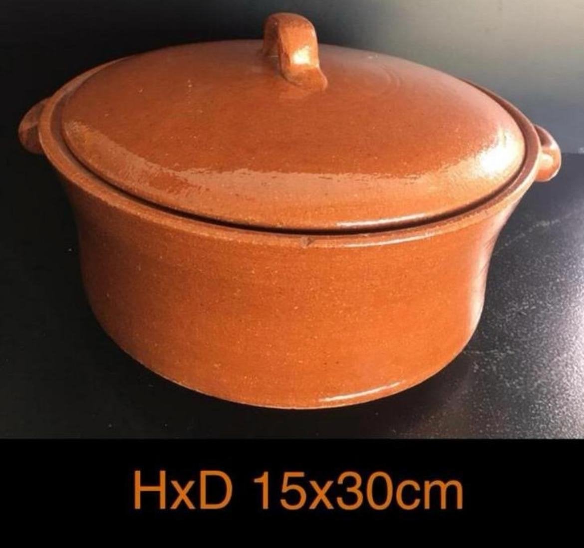 Vintage aardewerk/terracota braadschotel oven bruin 15x30cm, Ophalen, Overige typen, Zo goed als nieuw, Steen/keramiek