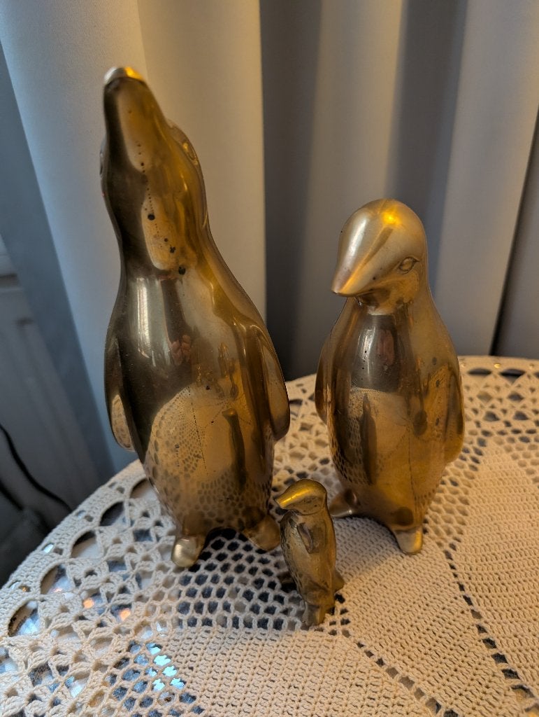 zware messing pinguïns massief, Ophalen of Verzenden, Zo goed als nieuw, Dier