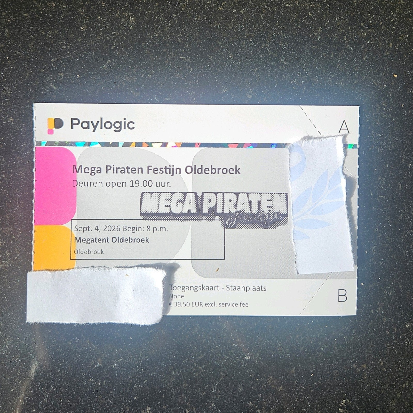 1 kaartje Mega Piraten Festijn MPF Oldebroek, Eén persoon