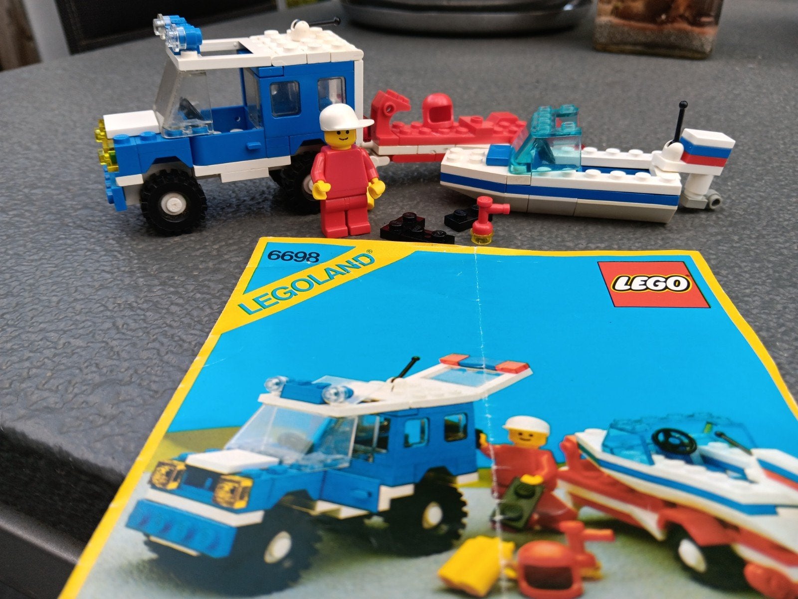 LEGO Legoland 6698: Veldwagen met boot en trailer, Ophalen of Verzenden, Zo goed als nieuw, Overige merken