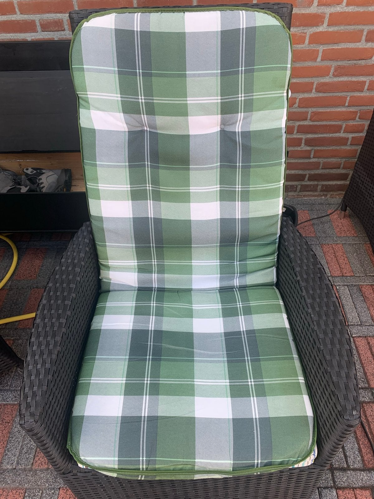 6 Tuinstoelkussens 50x110 cm - Wit Groen Geruit (LIVARNO), Ophalen, Gebruikt