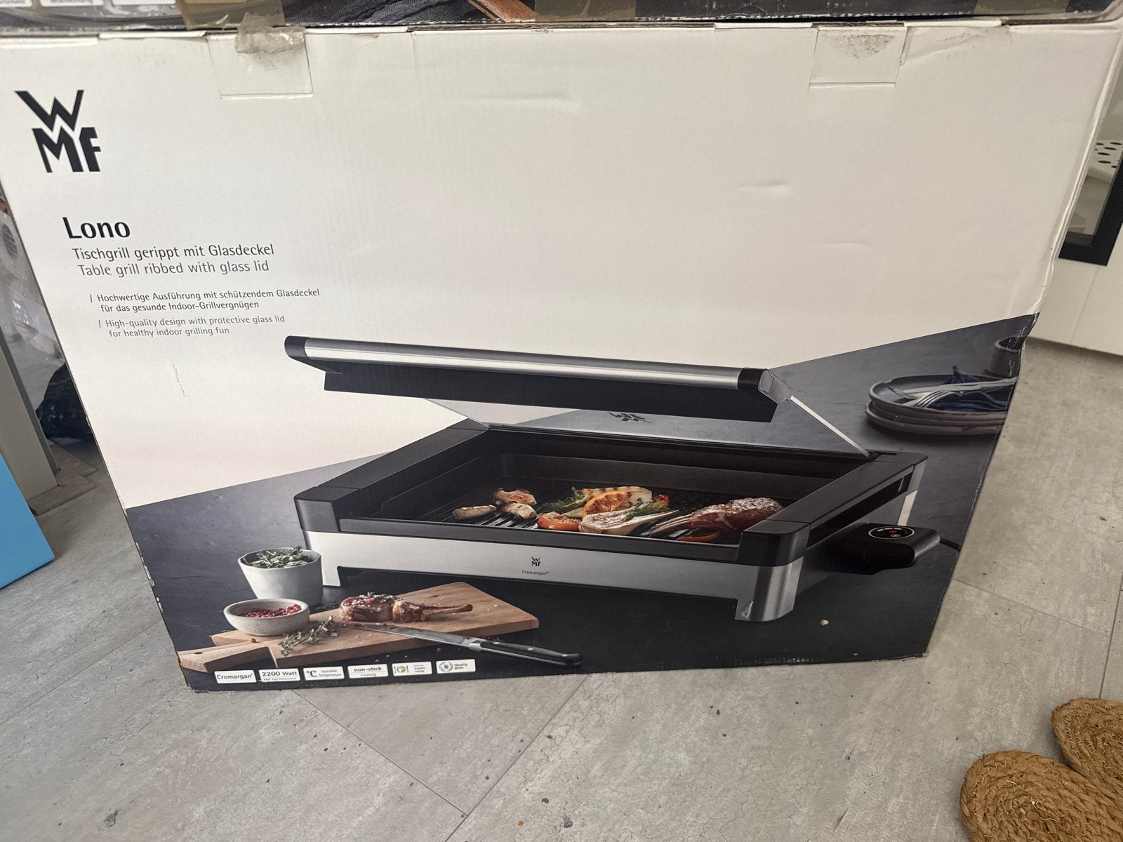 WMF Lono Tafelgrill geribbeld met glazen deksel, Ophalen of Verzenden, Nieuw, 4 t/m 7 personen