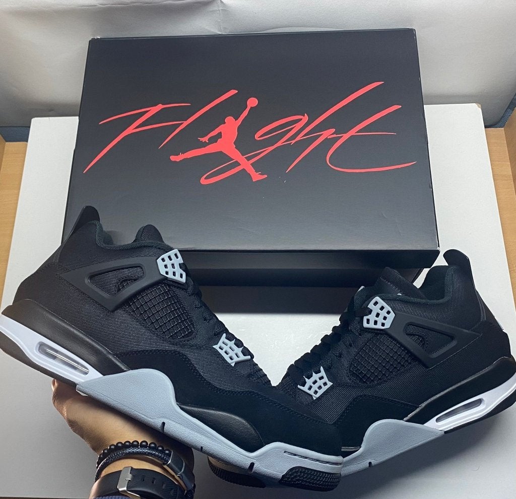 Jordan 4 Retro SE Black Canvas - Maat 45, Kleding | Heren, Schoenen, Zwart, Jordan 4 Retro SE, Nieuw, Ophalen of Verzenden