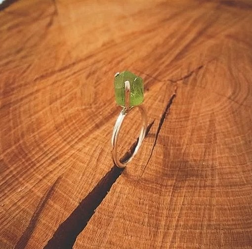 Natuurlijke Peridoot 925 Zilveren Ring - Handgemaakt, Sieraden, Tassen en Uiterlijk, Ringen, Nieuw, Ophalen of Verzenden, Kleiner dan 17