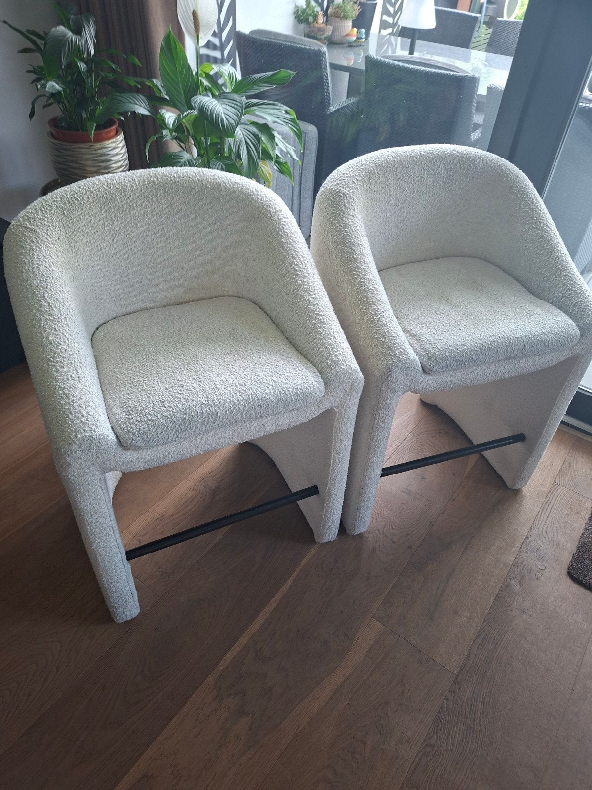 Set van 2 hoge kuipstoelen met teddy stof, Met voetsteun, Ophalen of Verzenden, Zo goed als nieuw, 90 cm of meer