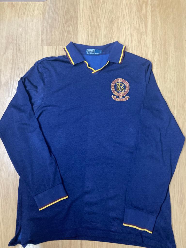 Ralph Lauren Rugbypolo - L - Navy - Groot embleem, Kleding | Heren, Polo's, Maat 52/54 (L), Blauw, Ralph Lauren, Ophalen of Verzenden