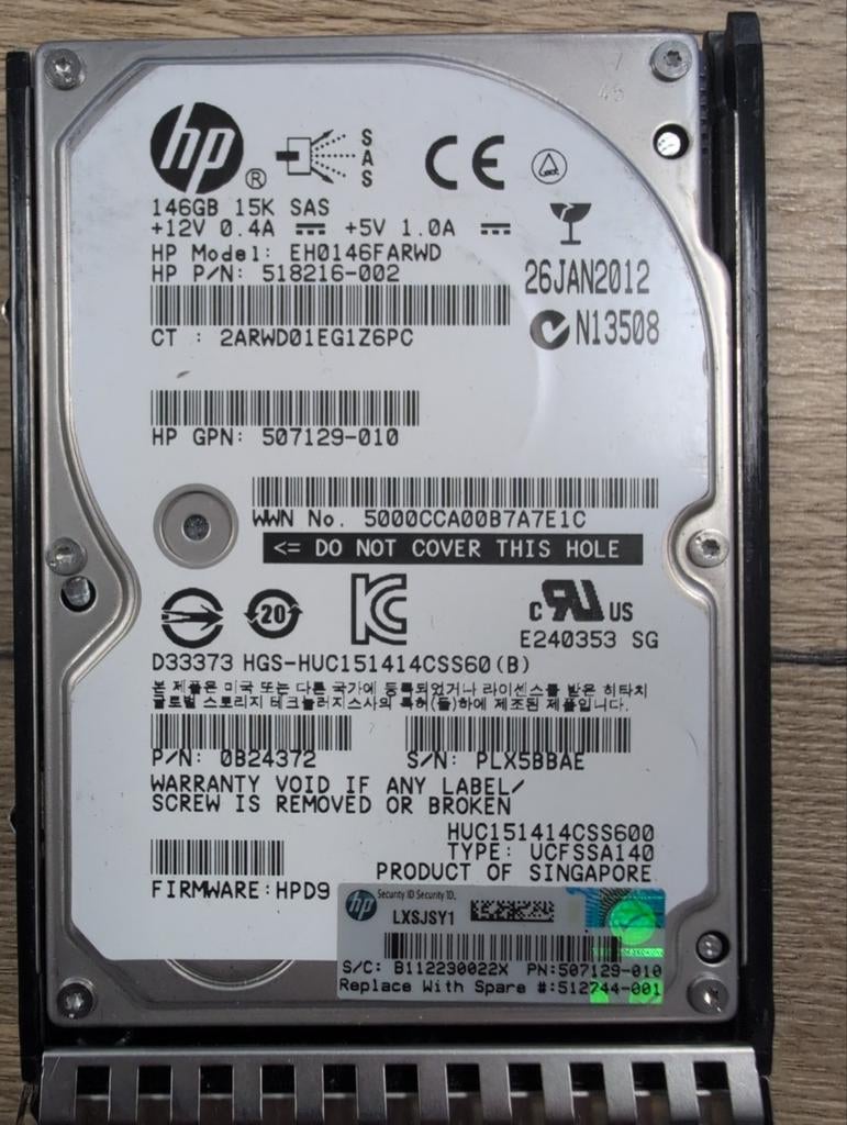 HP 146GB 15K SAS HDD - Servers, Intern, SAS, Server, Refurbished